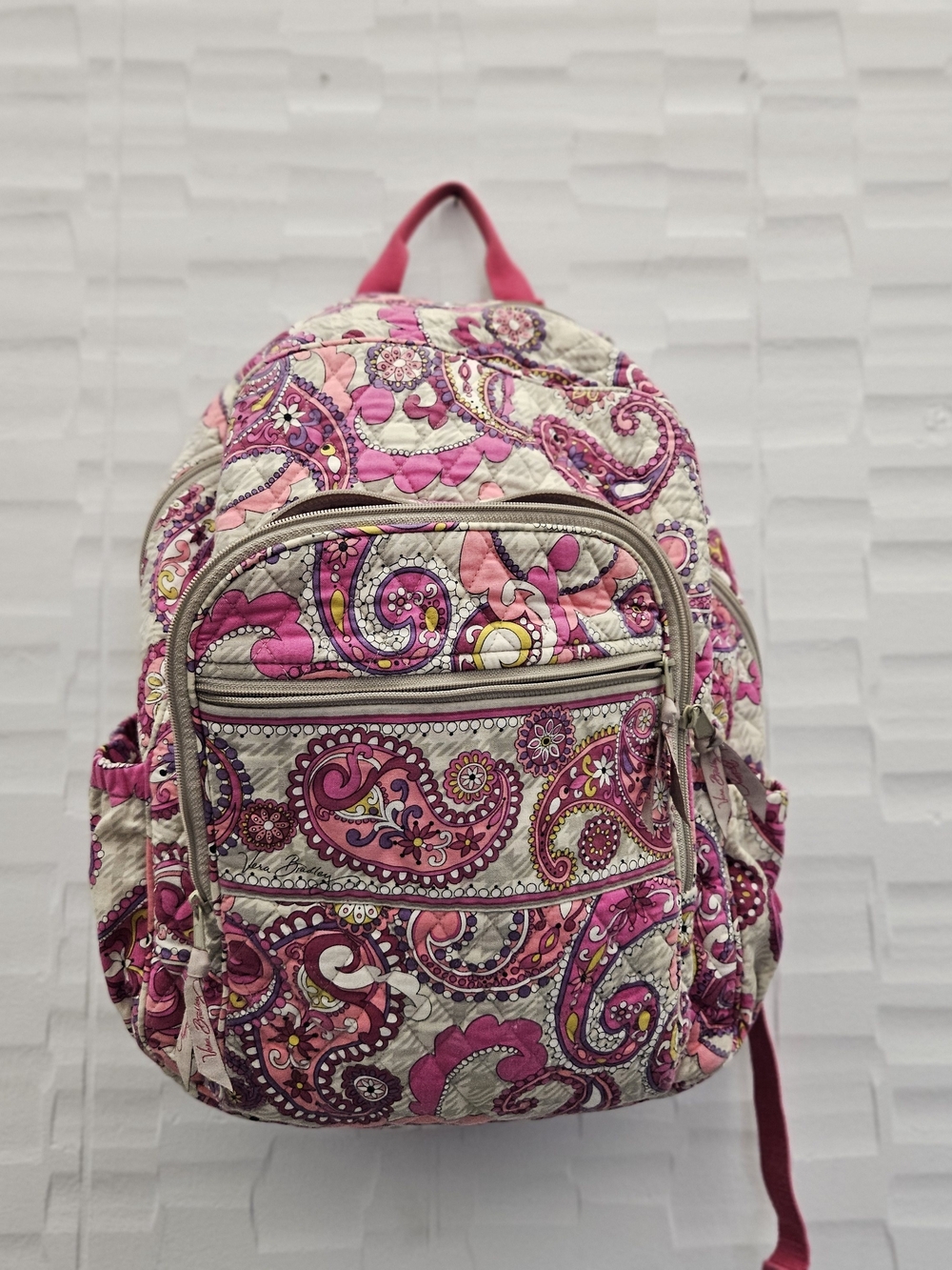 Vera Bradley Pink Paisley Quilted Backpack